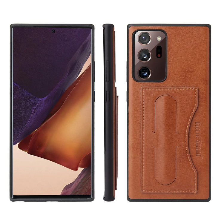 Fierre Shann Full Coverage Protective Leather Case with Holder & Card Slot, For iPhone 12 mini, For iPhone 12 / 12 Pro, For iPhone 12 Pro Max, For Galaxy Note20 Ultra