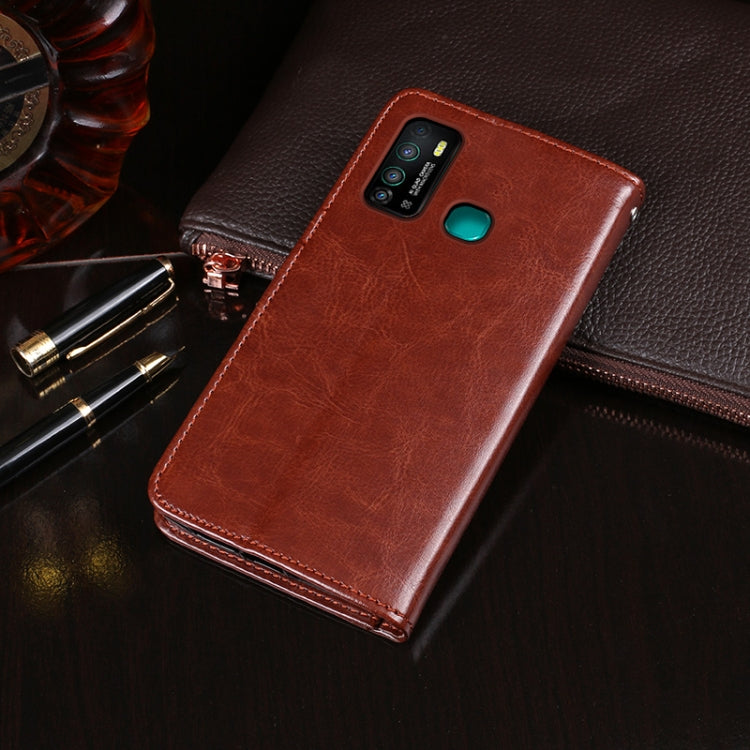 For Infinix Hot 9 idewei Crazy Horse Texture Horizontal Flip Leather Case with Holder & Card Slots & Wallet(Brown)