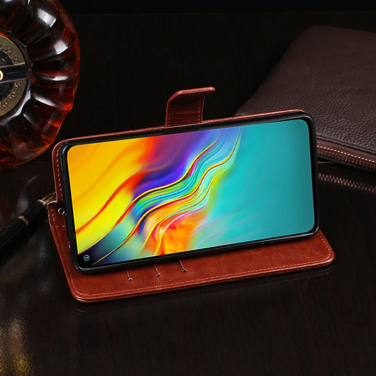 For Infinix Hot 9 idewei Crazy Horse Texture Horizontal Flip Leather Case with Holder & Card Slots & Wallet(Brown)