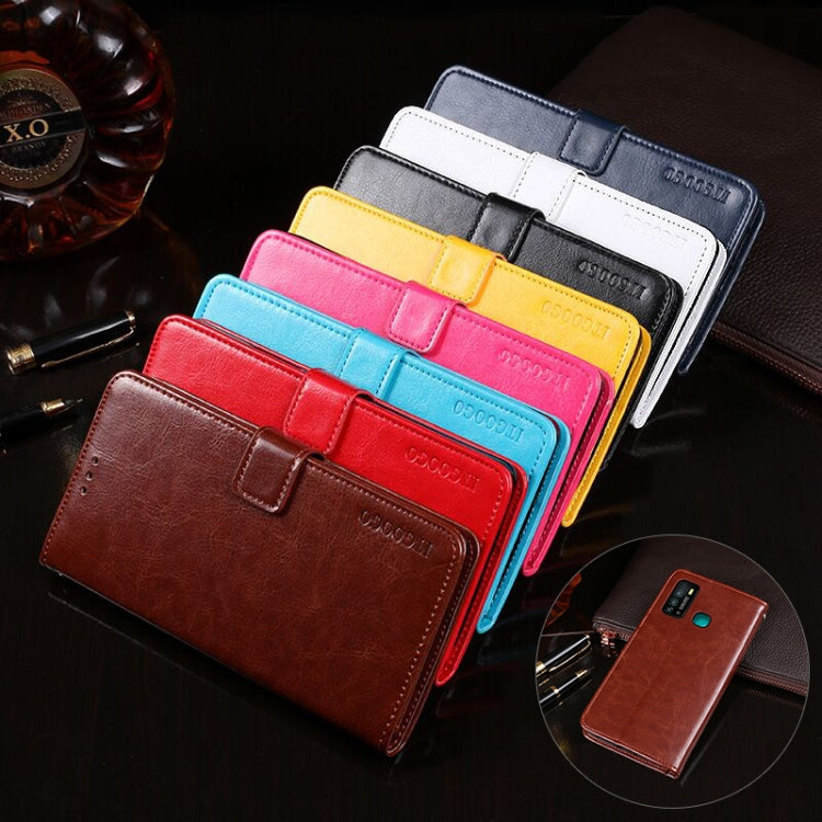 For Infinix Hot 9 idewei Crazy Horse Texture Horizontal Flip Leather Case with Holder & Card Slots & Wallet(Red)
