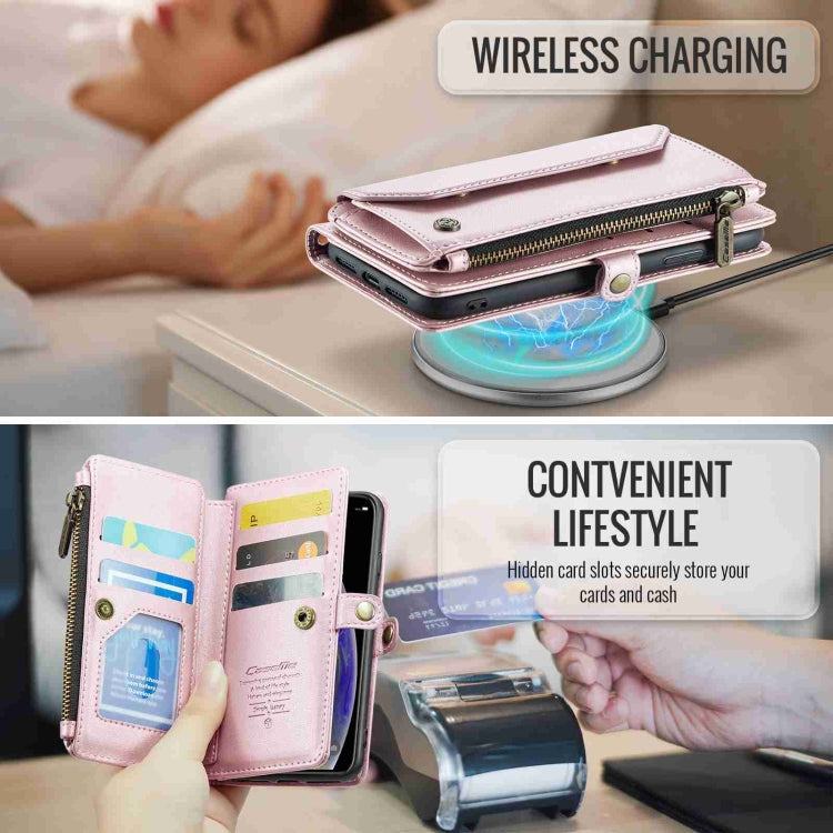For iPhone XS Max CaseMe C36 Card Slots Zipper Wallet RFID Anti-theft Leather Phone Case(Pink)