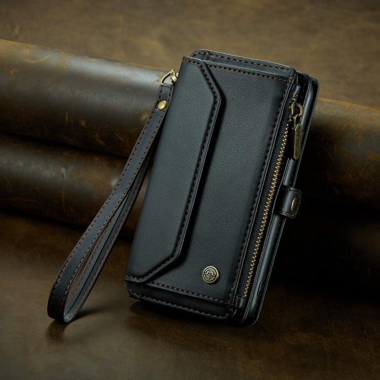 For iPhone 13 Pro CaseMe C36 Card Slots Zipper Wallet RFID Anti-theft Leather Phone Case(Black)