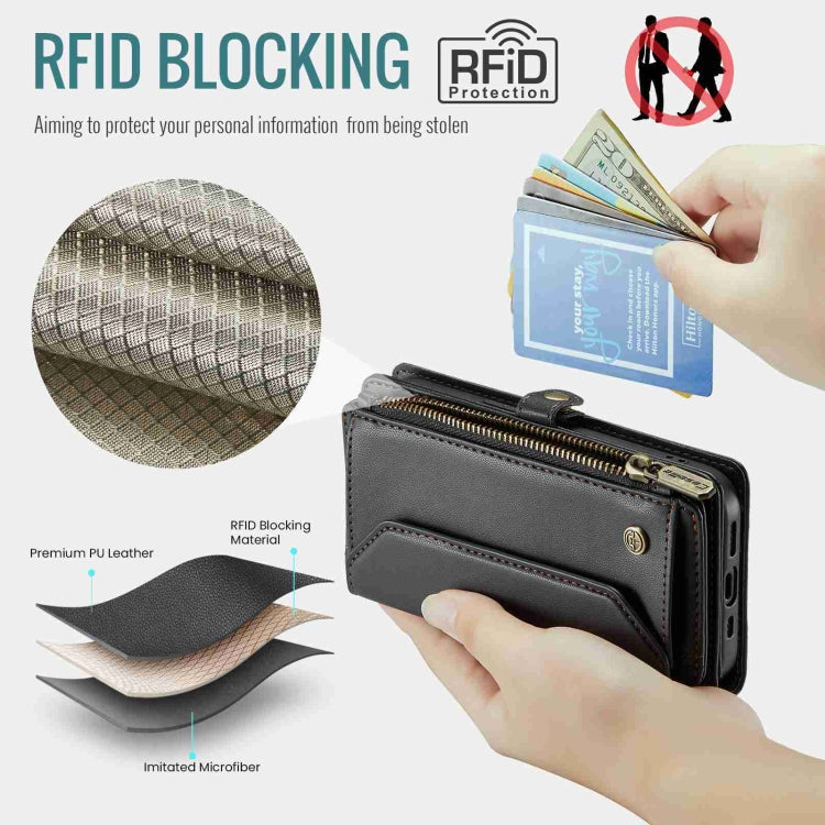 For iPhone 14 Pro CaseMe C36 Card Slots Zipper Wallet RFID Anti-theft Leather Phone Case(Black)
