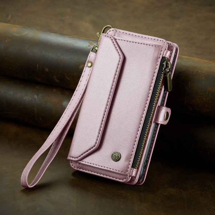 For iPhone 15 Pro Max CaseMe C36 Card Slots Zipper Wallet RFID Anti-theft Leather Phone Case(Pink)