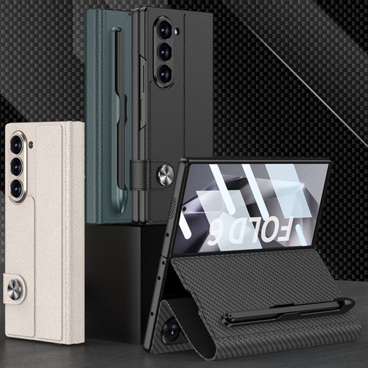 For Samsung Galaxy Z Fold6 GKK Integrated Flip Leather Case with Pen Slotm, Stylus Not Included(Black)