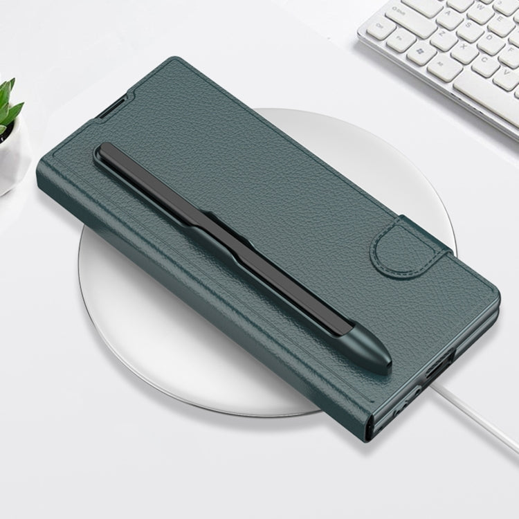 For Samsung Galaxy Z Fold6 GKK Integrated Flip Leather Case with Pen Slotm, Stylus Not Included(Carbon Fiber Texture)