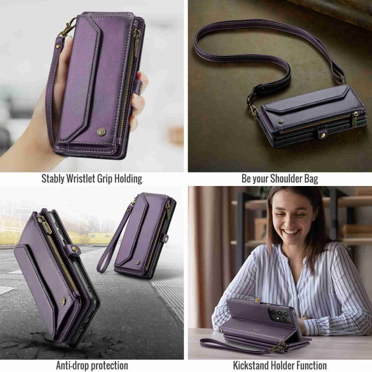 For Samsung Galaxy A33 5G CaseMe C36 Card Slots Zipper Wallet RFID Anti-theft Leather Phone Case(Purple)
