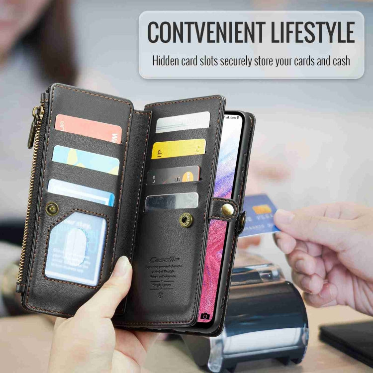 For Samsung Galaxy A53 5G CaseMe C36 Card Slots Zipper Wallet RFID Anti-theft Leather Phone Case(Black)