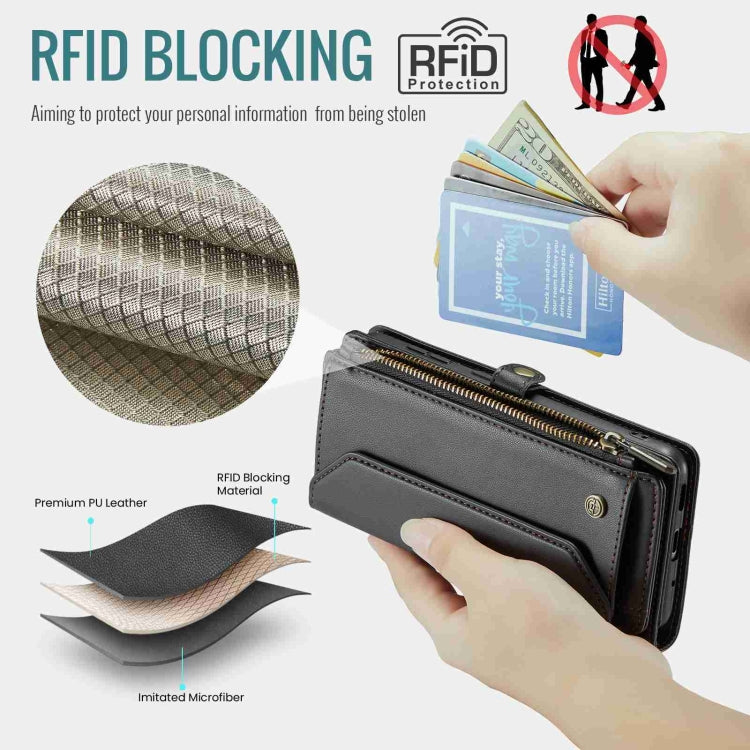 For Samsung Galaxy S20 FE CaseMe C36 Card Slots Zipper Wallet RFID Anti-theft Leather Phone Case(Black)