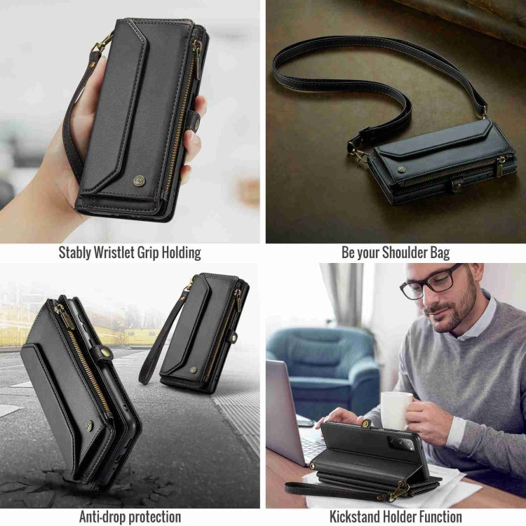 For Samsung Galaxy S20 FE CaseMe C36 Card Slots Zipper Wallet RFID Anti-theft Leather Phone Case(Black)
