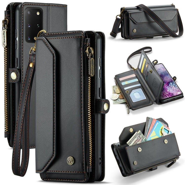 For Samsung Galaxy S20+ CaseMe C36 Card Slots Zipper Wallet RFID Anti-theft Leather Phone Case(Black)
