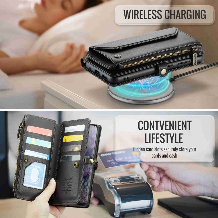 For Samsung Galaxy S20+ CaseMe C36 Card Slots Zipper Wallet RFID Anti-theft Leather Phone Case(Black)