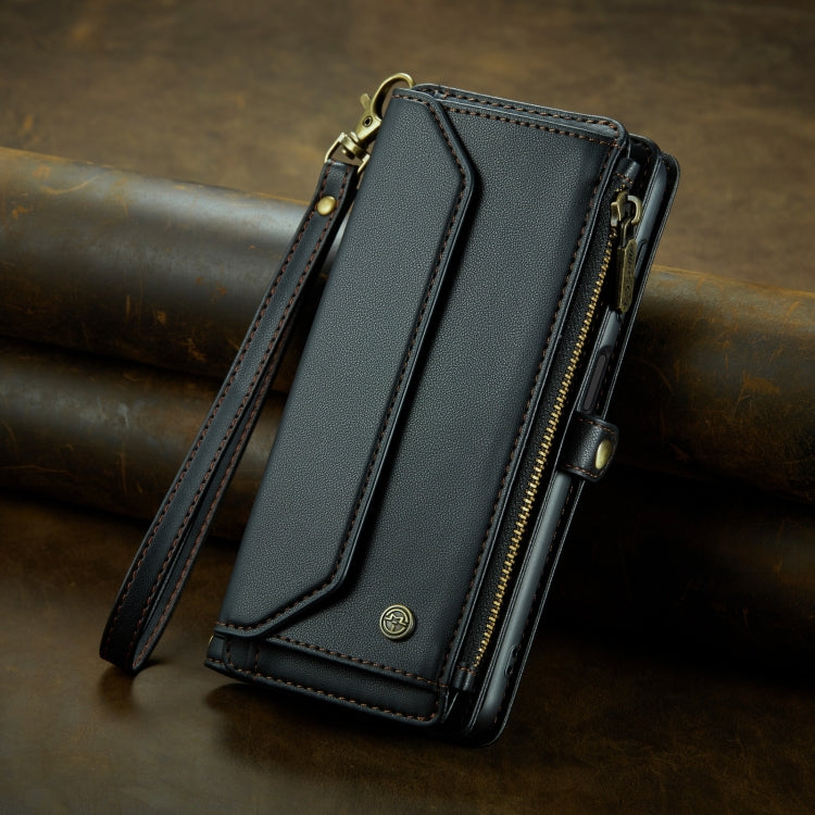 For Samsung Galaxy S22+ 5G CaseMe C36 Card Slots Zipper Wallet RFID Anti-theft Leather Phone Case(Black)