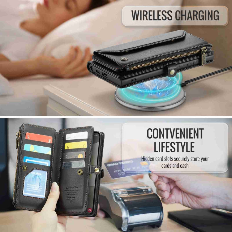 For Samsung Galaxy S24+ 5G CaseMe C36 Card Slots Zipper Wallet RFID Anti-theft Leather Phone Case(Black)
