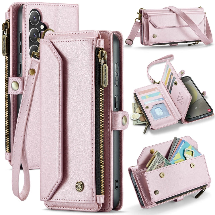 For Samsung Galaxy S24+ 5G CaseMe C36 Card Slots Zipper Wallet RFID Anti-theft Leather Phone Case(Pink)