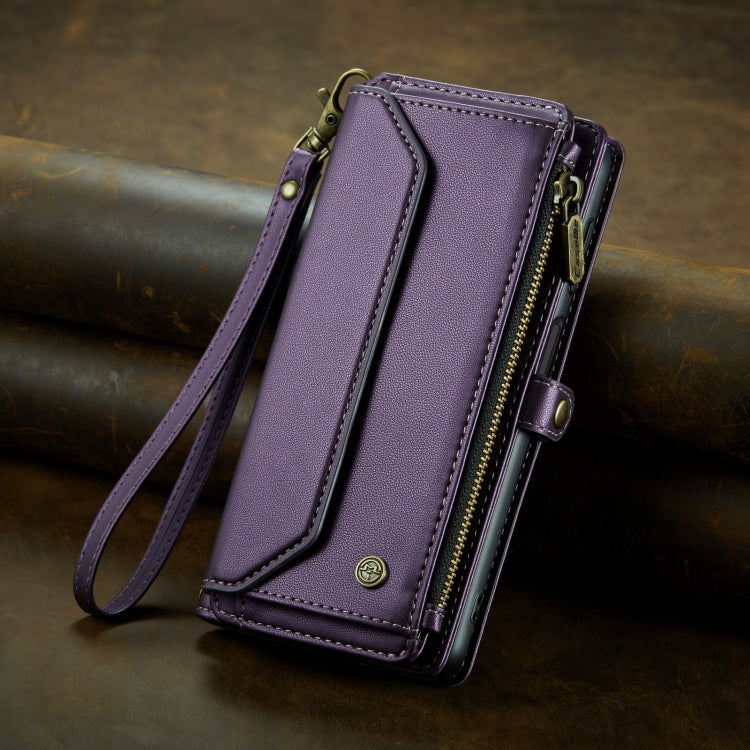 For Samsung Galaxy Note10+ CaseMe C36 Card Slots Zipper Wallet RFID Anti-theft Leather Phone Case(Purple)