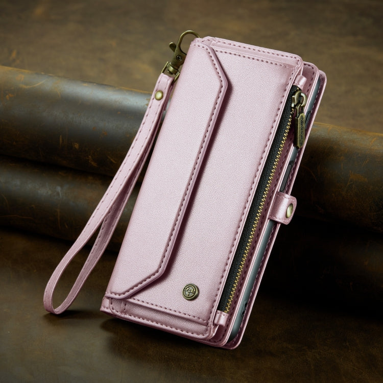 For Samsung Galaxy Note20 Ultra CaseMe C36 Card Slots Zipper Wallet RFID Anti-theft Leather Phone Case(Pink)