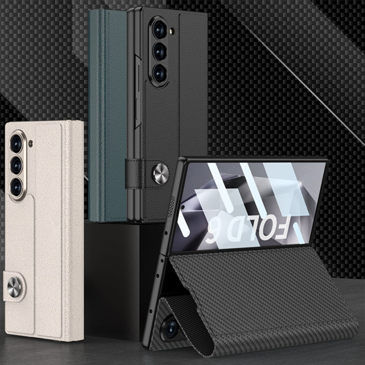 For Samsung Galaxy Z Fold6 GKK Integrated Flip Leather Phone Case(Carbon Fiber Texture)