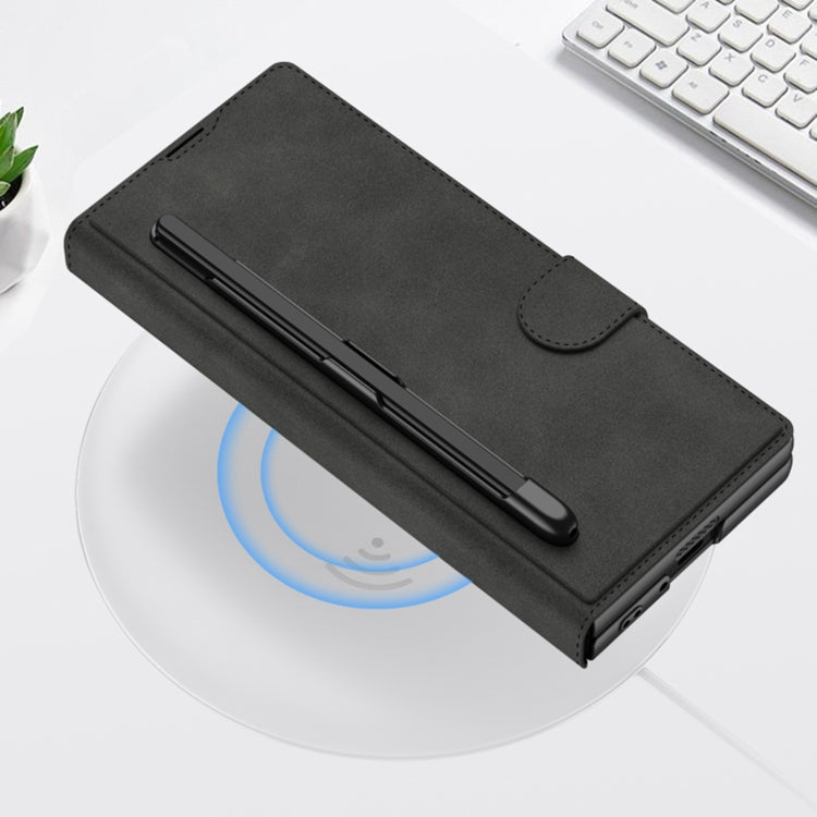 For Samsung Galaxy Z Fold6 GKK Integrated Armor Flip Leather Case with Pen Slot, Stylus Not Included(Carbon Fiber Texture)