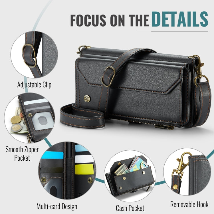 For Samsung Galaxy Z Fold6 5G CaseMe C36 Card Slots Zipper Wallet RFID Anti-theft Leather Phone Case(Black)