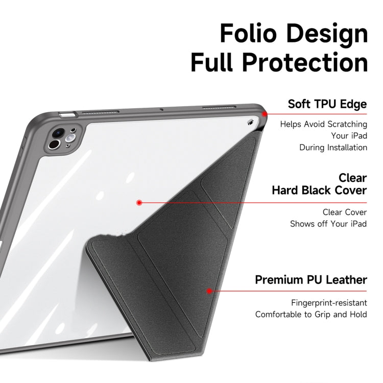 For iPad Pro 11 2025 / 2024 DUX DUCIS Magi Series Smart Leather Tablet Case(Grey)