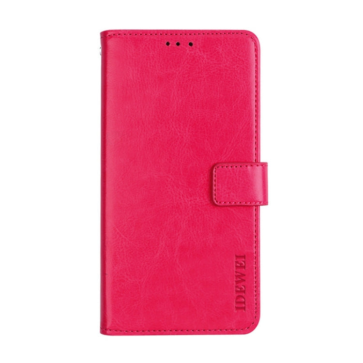 For OPPO Realme C11 idewei Crazy Horse Texture Horizontal Flip Leather Case with Holder & Card Slots & Wallet(Rose Red)