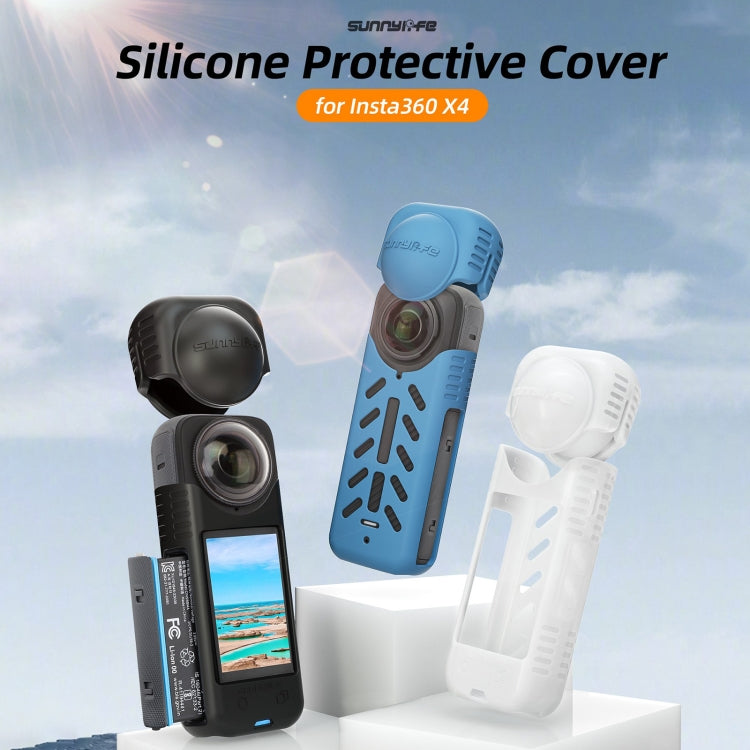 For Insta360 X4 / X5 Sunnylife Silicone Shockproof Case Lens Cover(Blue)