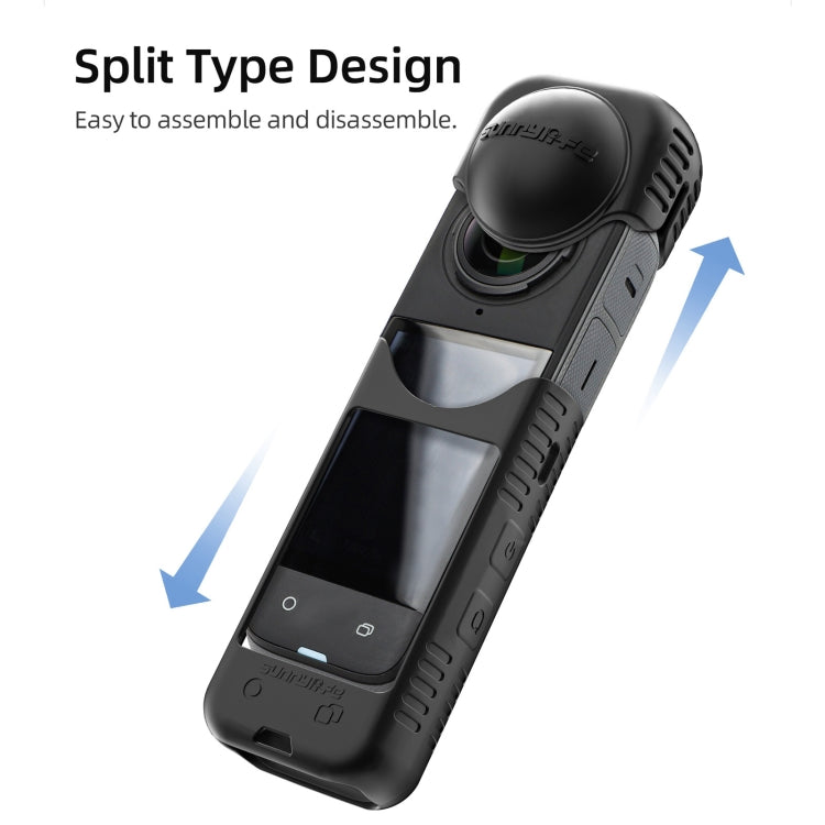 For Insta360 X4 / X5 Sunnylife Silicone Shockproof Case Lens Cover(Black)