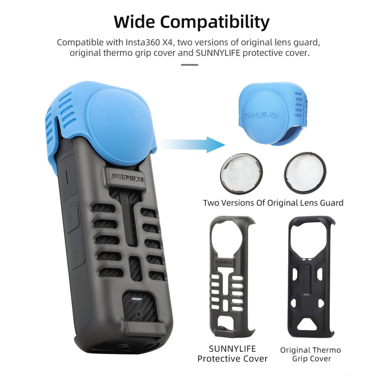 For Insta360 X4 / X5 Sunnylife Silicone Shockproof Case Lens Cover(Transparent)