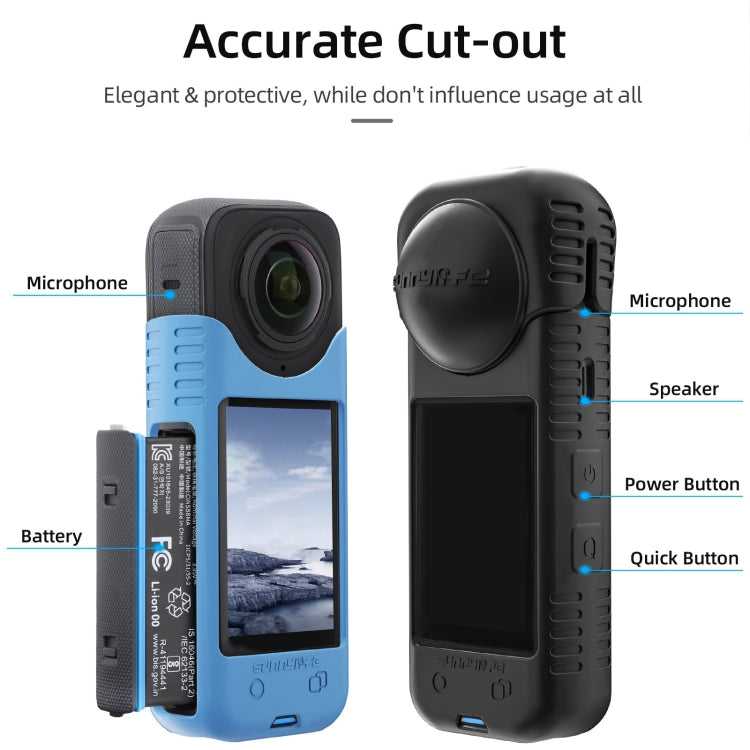 For Insta360 X4 / X5 Sunnylife Silicone Shockproof Case Lens Cover(Black)