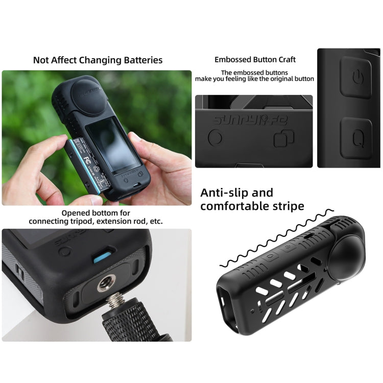 For Insta360 X4 / X5 Sunnylife Silicone Shockproof Case Lens Body Cover Kit(Transparent)