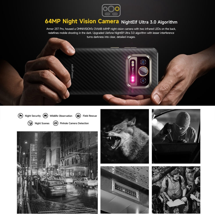 [HK Warehouse] Ulefone Armor 25T Pro Rugged Phone, 8GB+256GB, Thermal Imaging, 6.78 inch Android 15 MediaTek Dimensity 6300 Octa Core, Network: 5G, NFC(Frost Black)