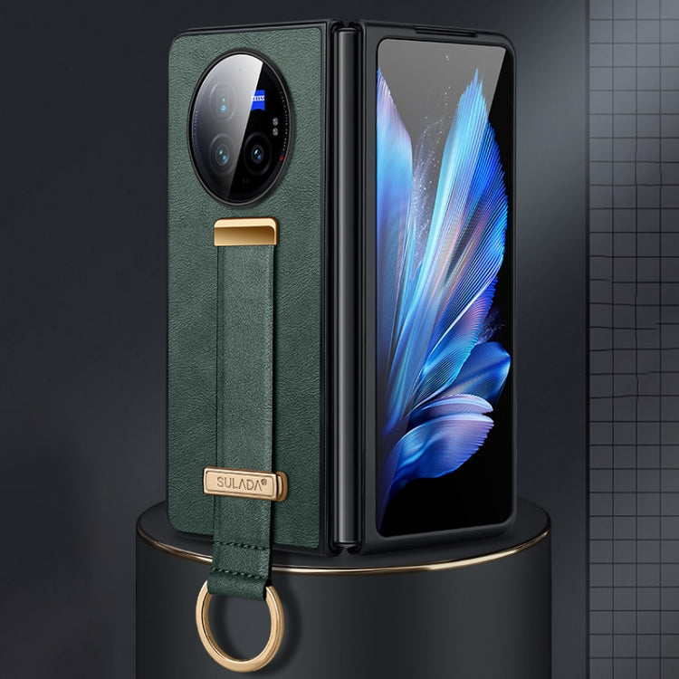 For vivo X Fold3 Pro SULADA PC + Leather Texture Skin Feel Shockproof Phone Case(Green)