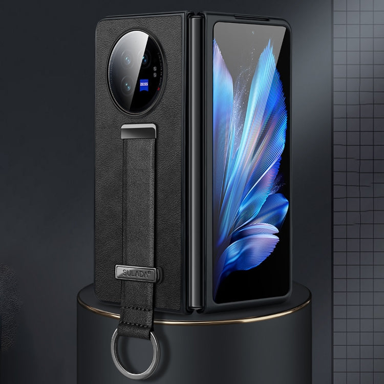 For vivo X Fold3 SULADA PC + Leather Texture Skin Feel Shockproof Phone Case(Black)