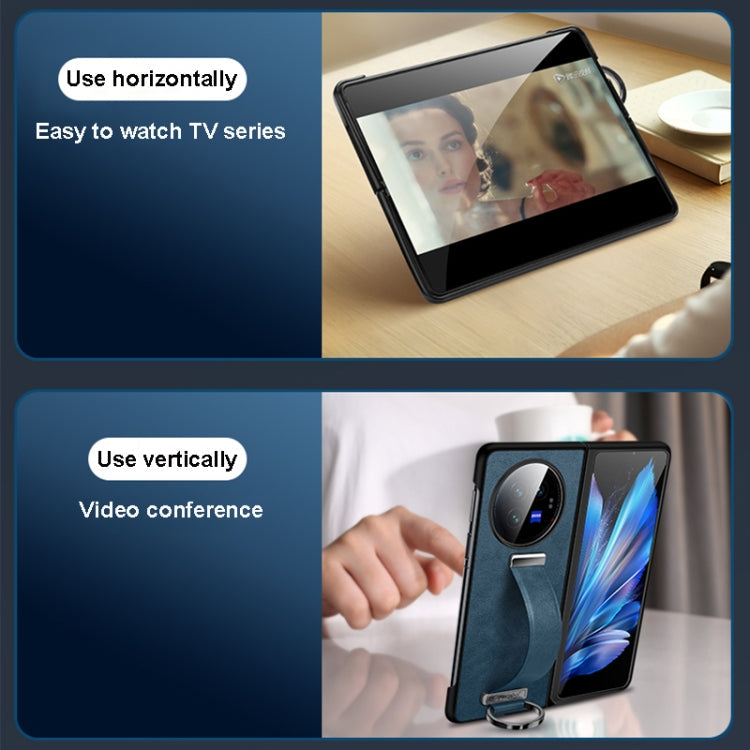 For vivo X Fold3 Pro SULADA PC + Leather Texture Skin Feel Shockproof Phone Case(Red)