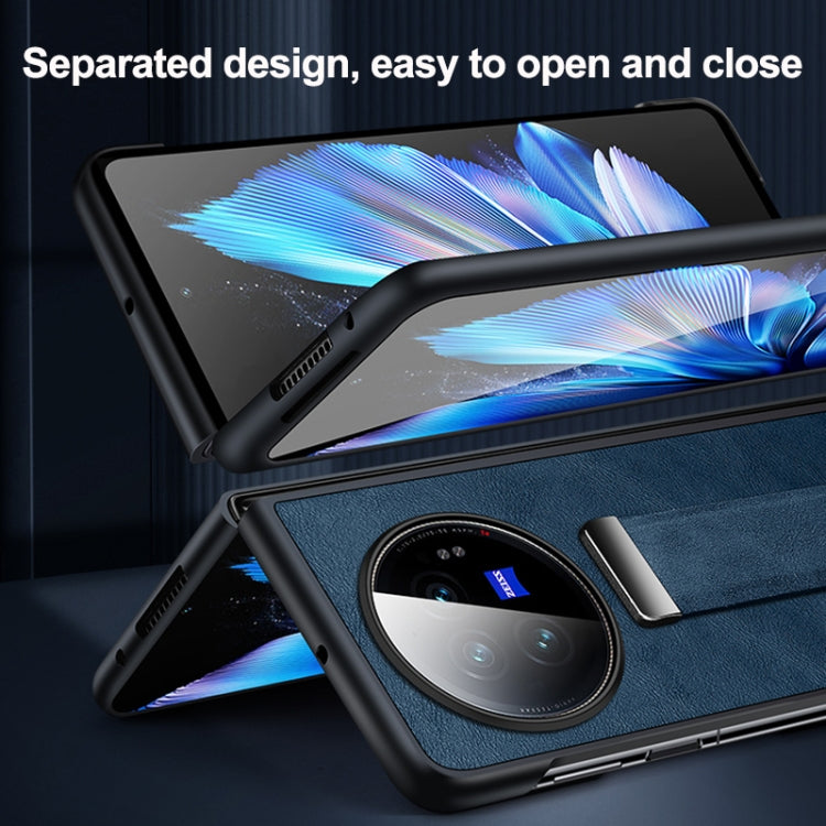 For vivo X Fold3 SULADA PC + Leather Texture Skin Feel Shockproof Phone Case(Brown)