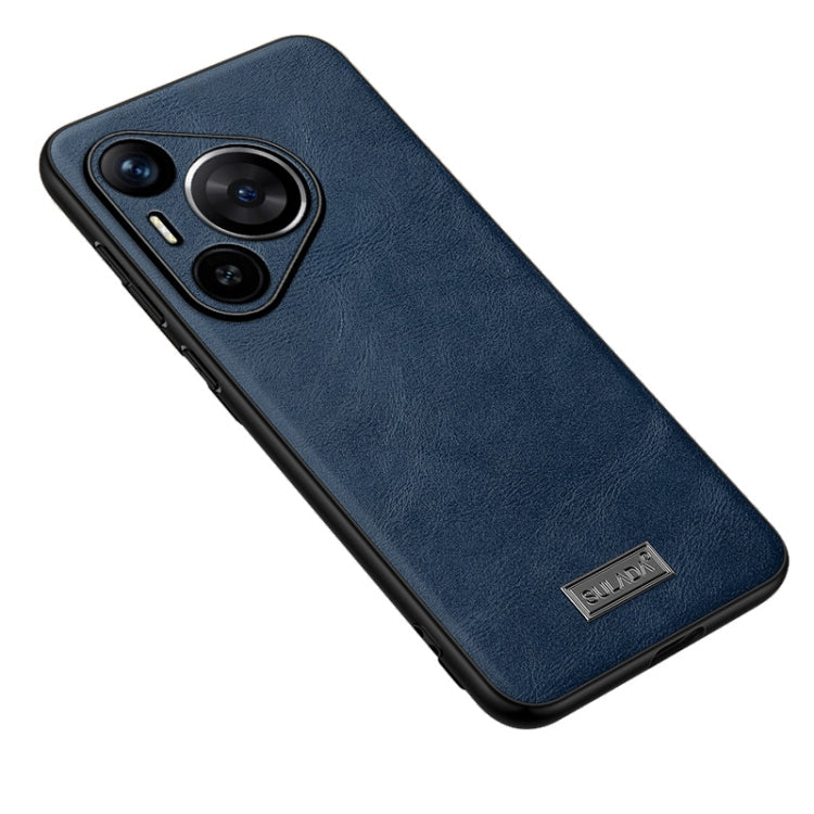 For Huawei Pura 70 SULADA Shockproof TPU Hybrid Handmade Leather Phone Case(Blue)