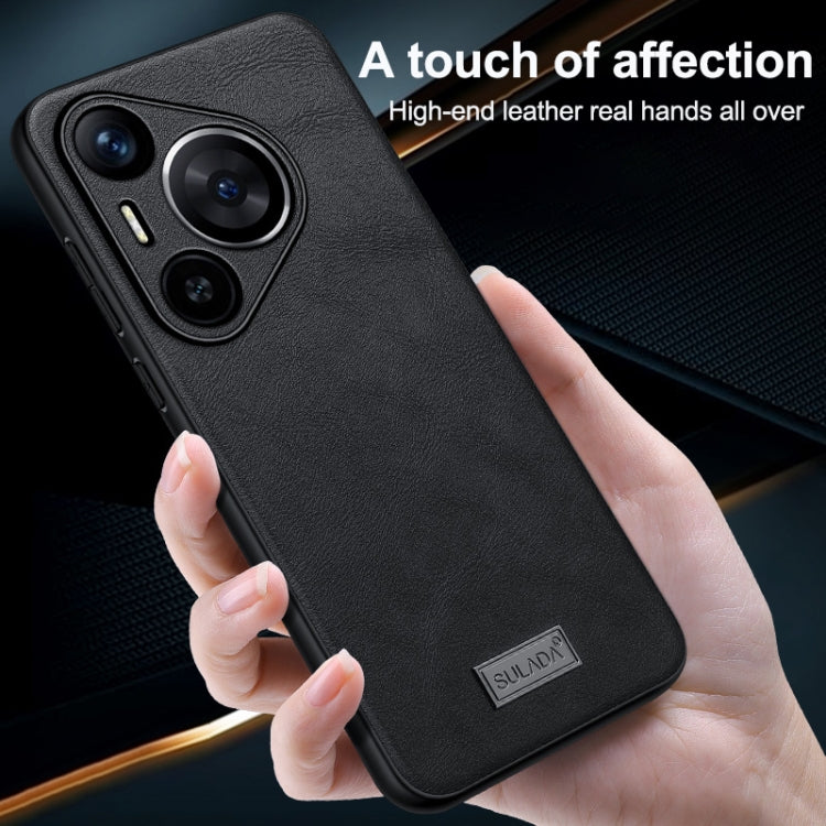For Huawei nova 12 / nova 13 SULADA Shockproof TPU Hybrid Handmade Leather Phone Case(Black)