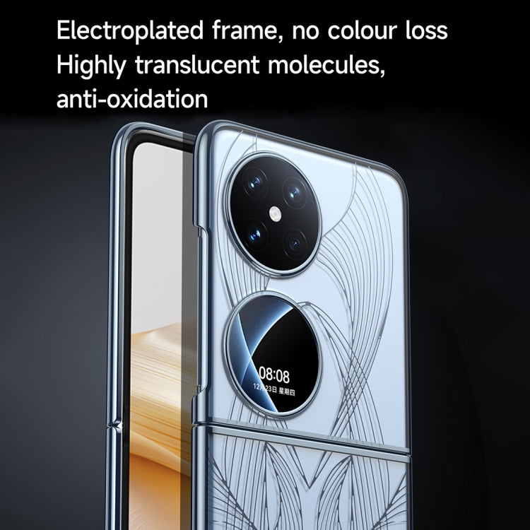For Huawei P50 Pocket SULADA Electroplated Laser Engraving Texture PC Phone Case(Black)