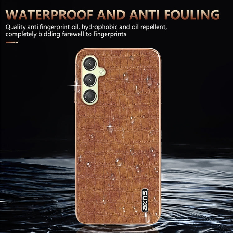 For Samsung Galaxy A05s / M14 AZNS Electroplated Frame Crocodile Texture Full Coverage Phone Case(Black)