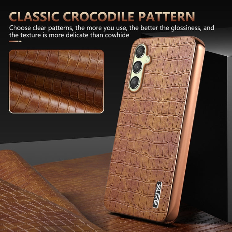 For Samsung Galaxy A15 AZNS Electroplated Frame Crocodile Texture Full Coverage Phone Case(Blue)
