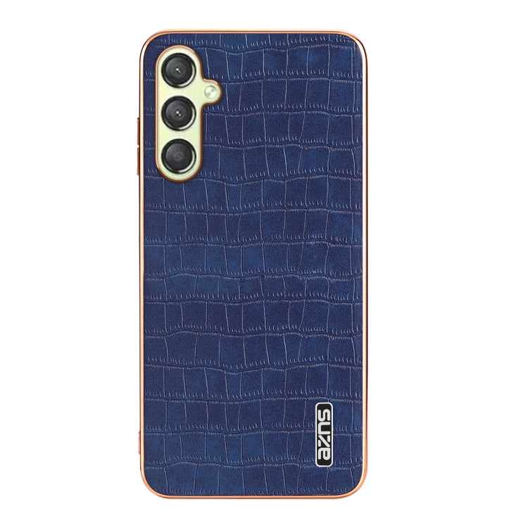 For Samsung Galaxy A25 AZNS Electroplated Frame Crocodile Texture Full Coverage Phone Case(Blue)