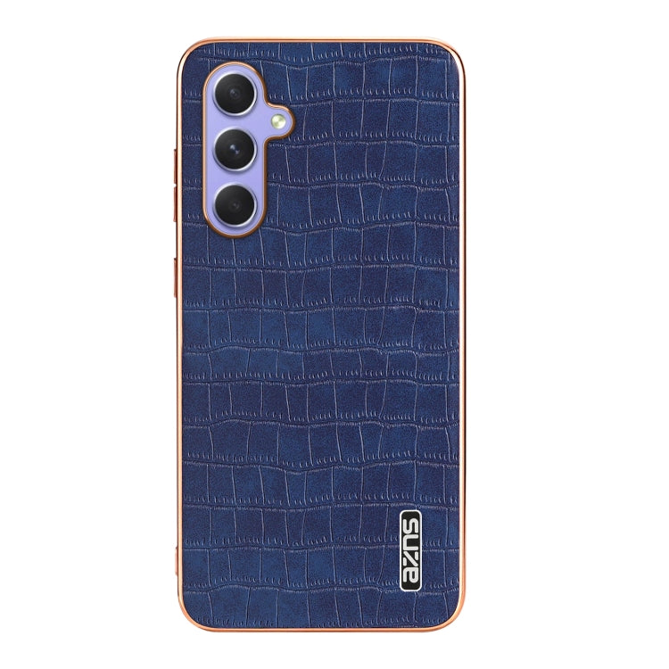 For Samsung Galaxy A54 AZNS Electroplated Frame Crocodile Texture Full Coverage Phone Case(Blue)