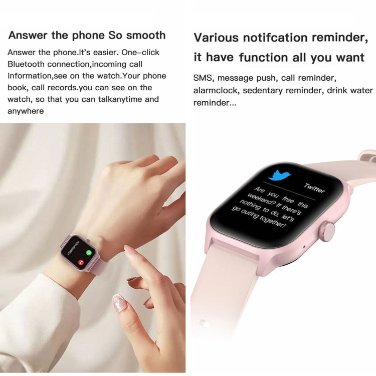 LEMFO LT10 2.01 inch TFT Screen Smart Watch Supports Bluetooth Call / Health Monitoring, Steel Strap(Pink)