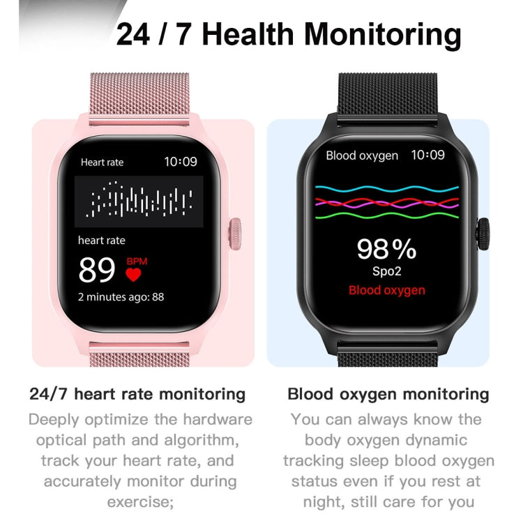 LEMFO LT10 2.01 inch TFT Screen Smart Watch Supports Bluetooth Call / Health Monitoring, Steel Strap(Pink)
