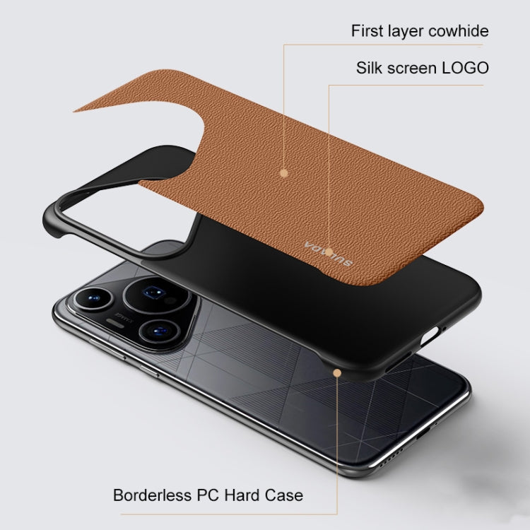 For Huawei Pura 70 Ultra SULADA Frameless Top Layer Cowhide Leather + PC Phone Case(White)