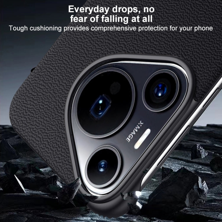 For Huawei Pura 70 Ultra SULADA Frameless Top Layer Cowhide Leather + PC Phone Case(Brown)