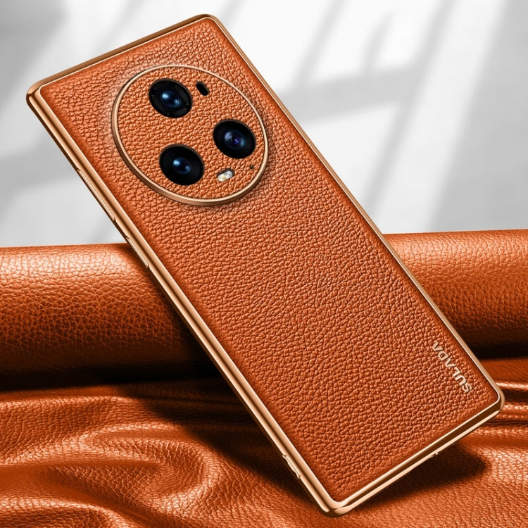 For Honor Magic5 Pro SULADA TPU + Litchi Texture Leather Phone Case(Orange)