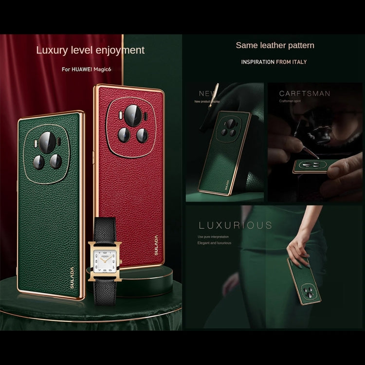 For Honor Magic6 SULADA TPU + Litchi Texture Leather Phone Case(Orange)