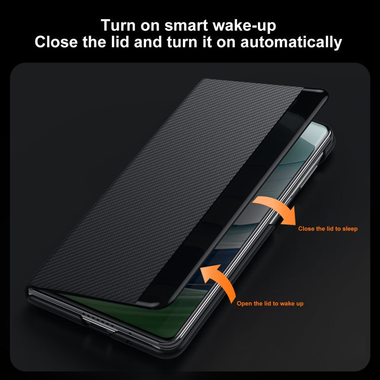 For Huawei Mate X3 SULADA Kevlar 600D Texture Smart Window Leather Phone Case(Black)